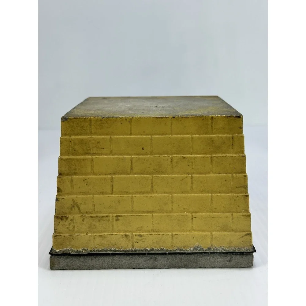 Vintage Yellow Cast Aluminum Stacked Brick Base‎ Toy Railroad Bridge Statue